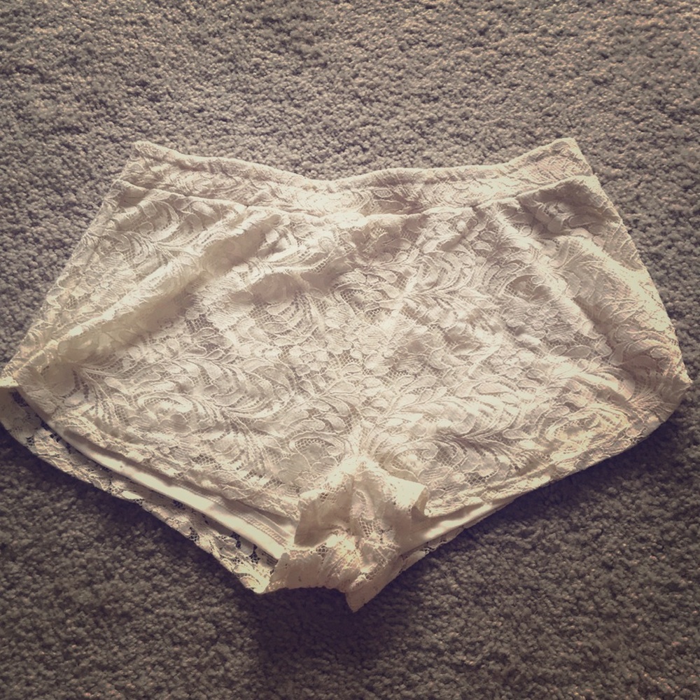 Off white lace shorts